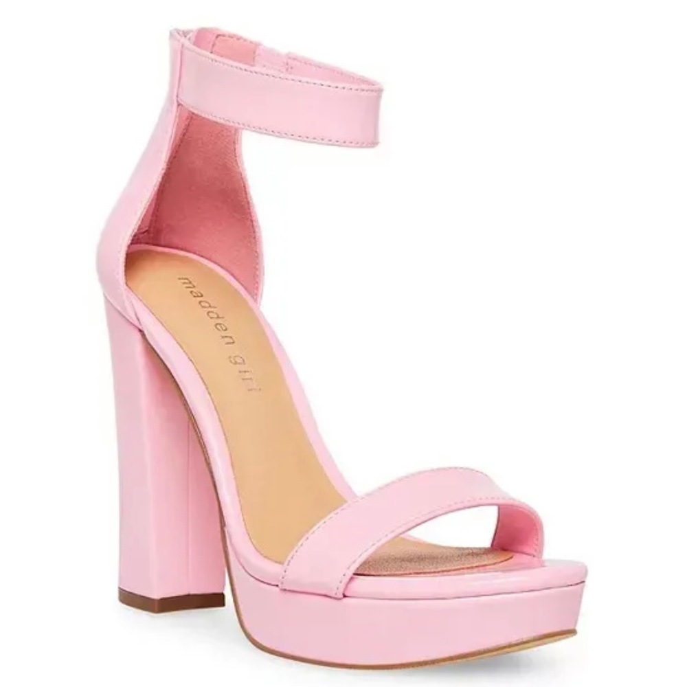 madden girl Siren Womens Platform High block heel Dress Sandals Prom BARBIE PINK
